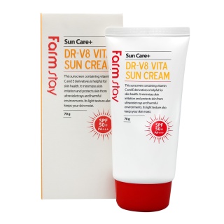 FarmStay DR-V8 Vita Sun Cream SPF 50+ PA+++ Солнцезащитный крем для лица с витаминным комплексом