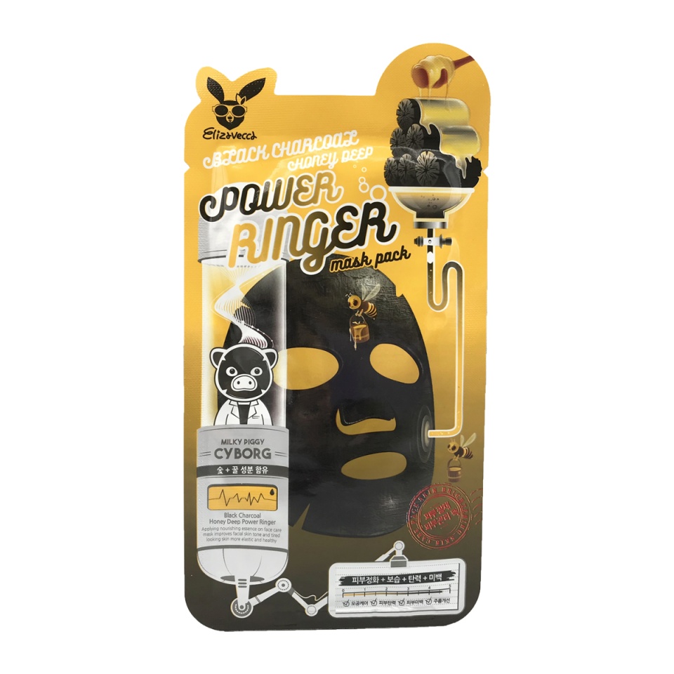 Elizavecca Power Ringer Mask Pack Black Charcoal Honey Deep c