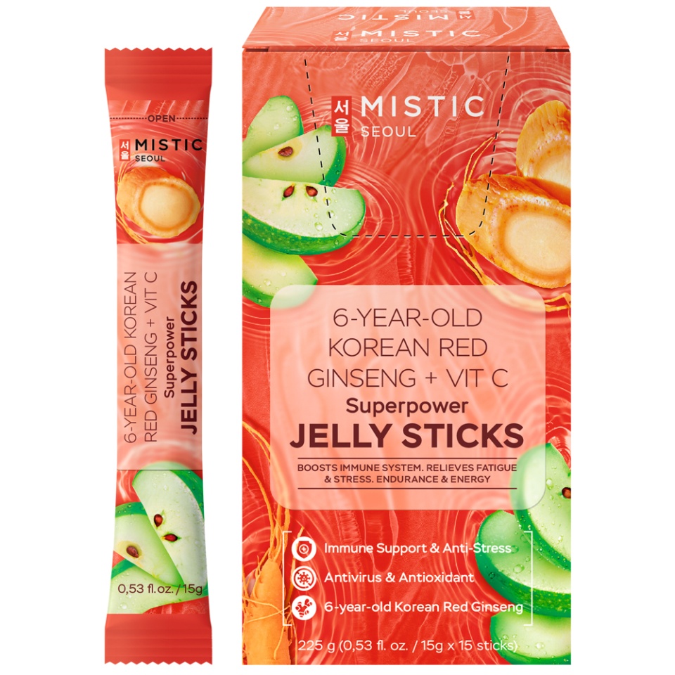 MISTIC 6-YEAR OLD KOREAN RED GINSENG+VIT C SUPERPOWER JELLY STICKS 6- 15.*15/