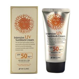 3W CLINIC Intensive UV Sunblock Cream SPF50+ PA+++ Интенсивный солнцезащитный крем для лица
