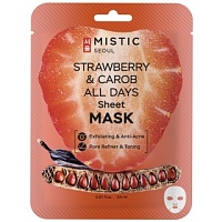 MISTIC STRAWBERRY AND CAROB ALL DAYS Sheet MASK Тканевая маска для лица с экстрактами клубники и кэроба 24мл - оптом