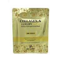 3W CLINIC Collagen & Luxury Gold Energy Hydrogel Facial Mask Гидрогелевая маска для лица с золотом - оптом