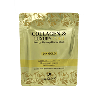 3W CLINIC Collagen & Luxury Gold Energy Hydrogel Facial Mask Гидрогелевая маска для лица с золотом - оптом
