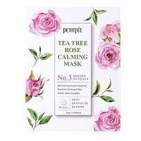 Petitfee Tea Tree Rose Calming Mask Успокаивающая маска для лица с экстрактом чайного дерева и розы - оптом