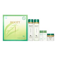 JIGOTT WELL-BEING GREEN TEA SKIN CARE 3SET Набор: Увлажняющий тонер для лица с экстрактом зелёного чая, Увлажняющая эмульсия для лица  с экстрактом зе - оптом