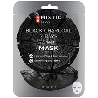 MISTIC BLACK CHARCOAL 7 DAYS Sheet mask Тканевая маска для лица с древесным углём - оптом