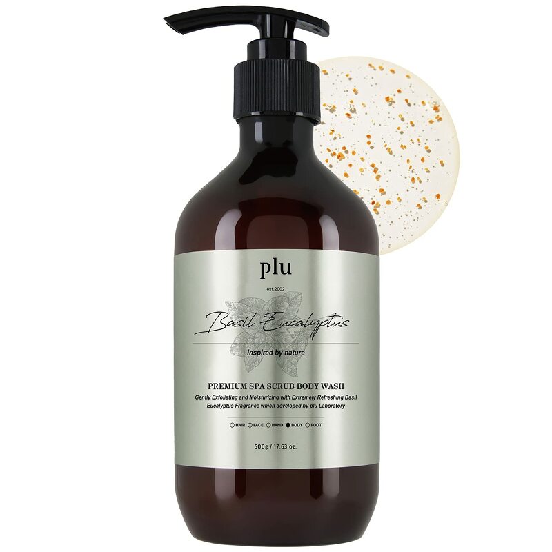 PLU Premium Spa Scrub Body Wash Basil Eucalyptus